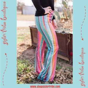 serape sequin flare pants!Extra lining and stretch waste-band withsome stretch.